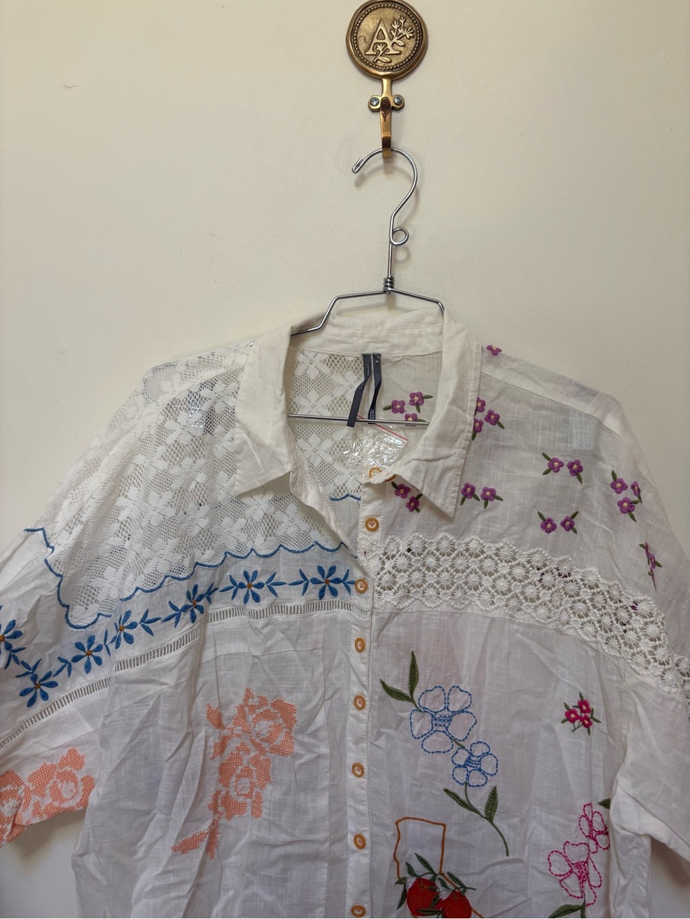 NWOT By Anthropologie 100% Cotton Embroidered Buttondown Shirt Size XL - Picture 8 of 14